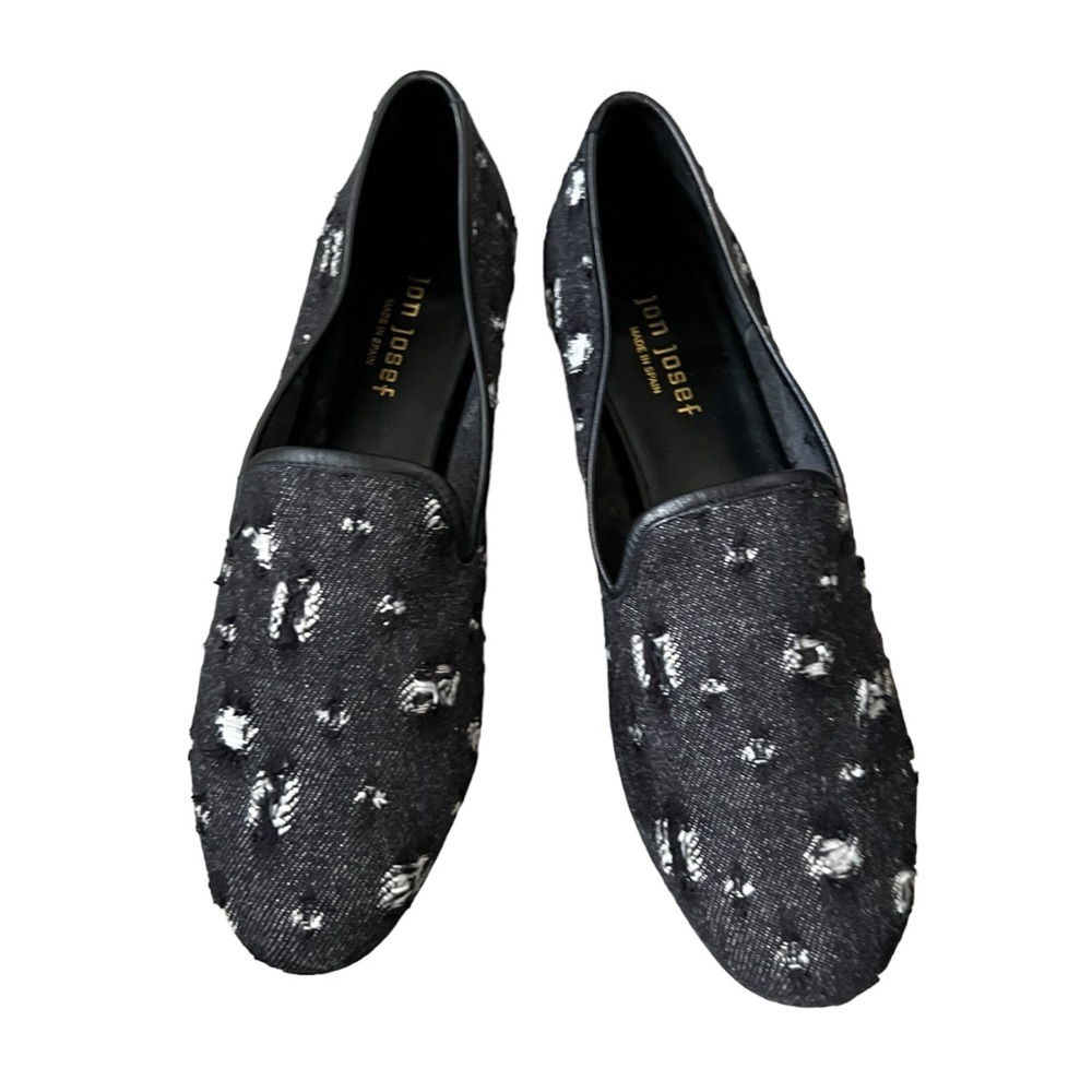Jon Joseph Made in Spain Gatsby Smoking Slipper Flat Gray/White Size 9.5